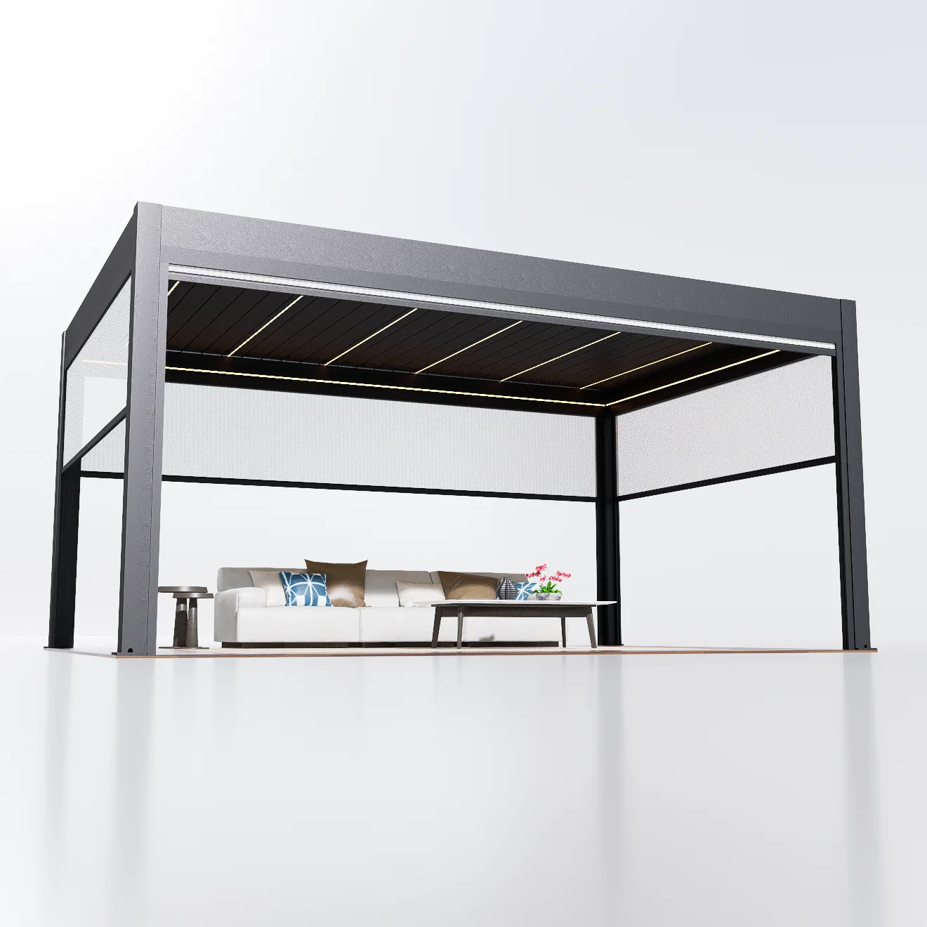 Modern Garden Furniture Outdoor Motorized Bioclimatic Gazebo Aluminum Pergola Louver Roof Waterproof Patio Cover