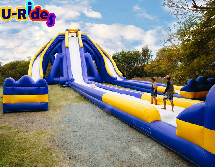Triple Lane Inflatable Water Slides theme adults huge inflatable wet slide n slip for adventure park