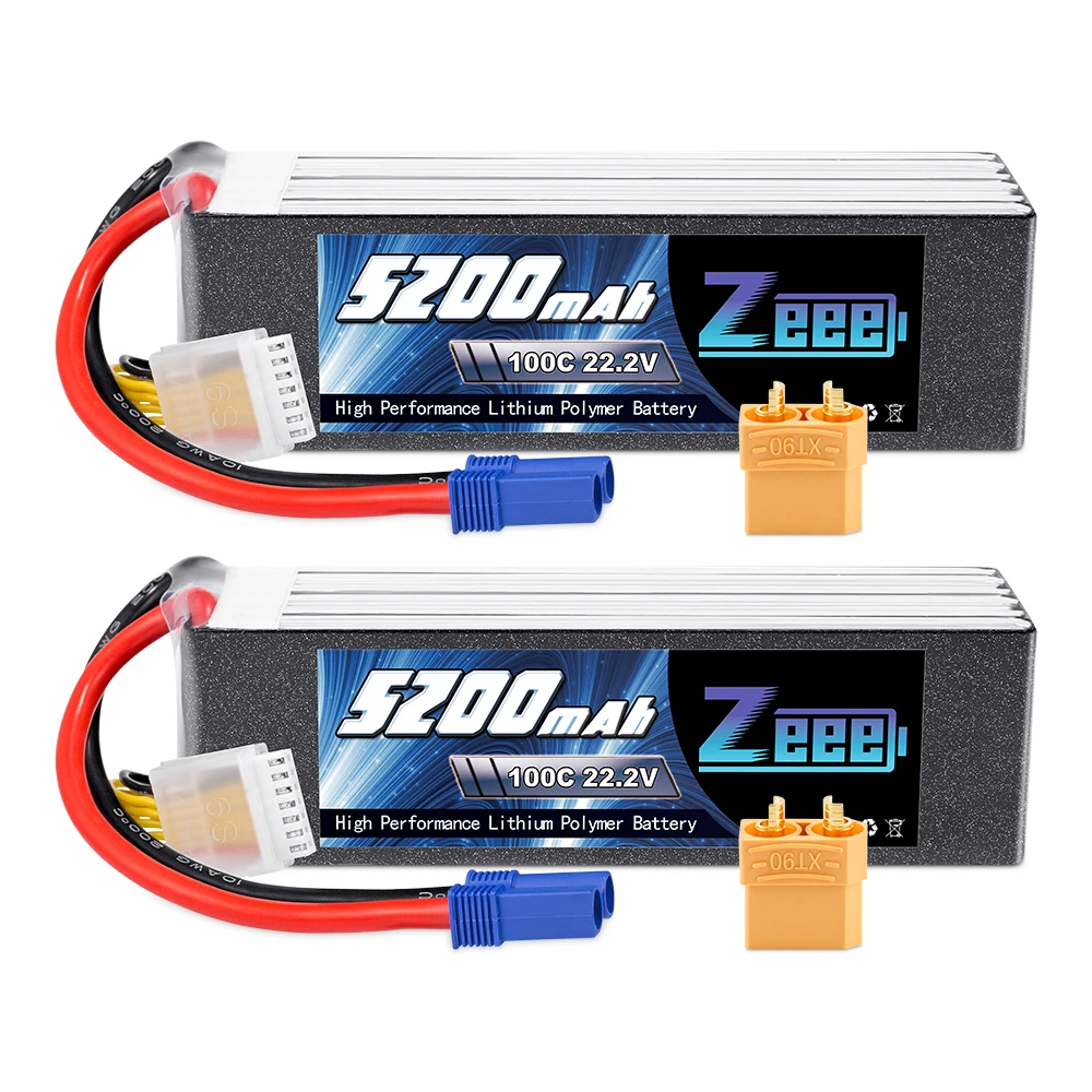 Zeee High Capacity Drone 6S Lipo Battery 5200mAh 100C 22.2V UAV/drone Battery/fpv