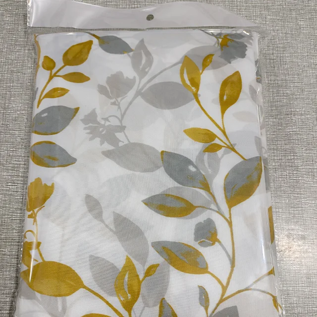 Scenery leaf Printed shower curtain polyester yellow shower curtain with 12 good hooks