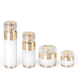 Wholesale White Custom Logo Acrylic Skincare Cream Jars Plastic Cosmetics Packaging Containers
