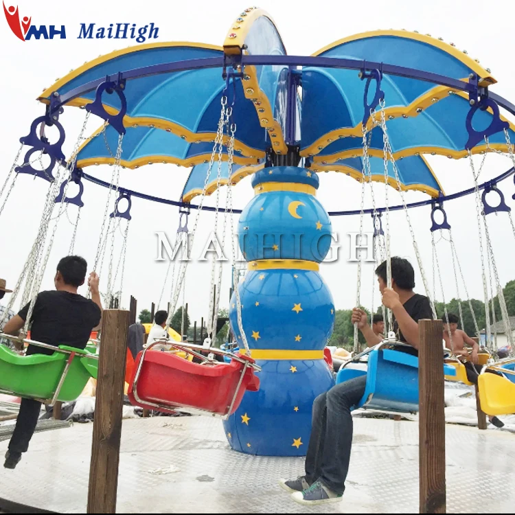 Outdoor/Indoor Garden Playhouse School Kindergarten Airport Use 16 Seats Park Rides Kids Swing Fruit Flying Chair