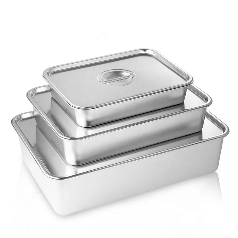 Zhongte Multi sizes dessert tray metal buffet rectangle serving tray stainless steel 201 food serving tray for bakery