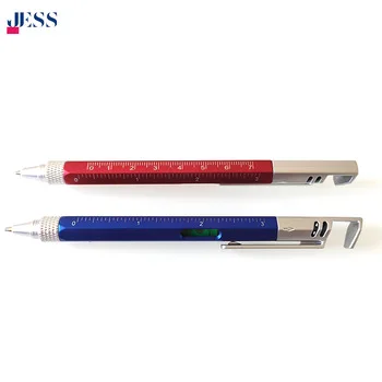 5 in 1 multifunction plastic tool pen with phone holder level screwdriver ruler ballpoint pen