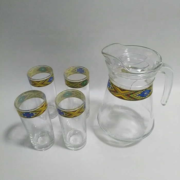 2022 Hot sale 5pcs glass jug with cup set tilet