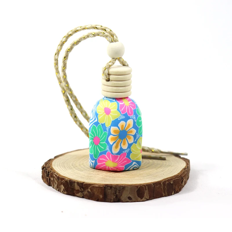 8ml 10ml Colored Polymer Clay Car Essential Oil Bottle Air Freshener Bottle Soft Ceramics Car Perfume Diffuser Hanging Bottle