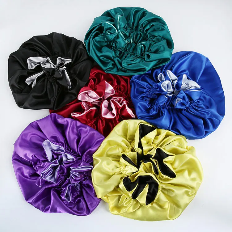 long braid kids mommy and me baby bonnet custom logo en designer silk satin hair bonnet sleep cap women and satin hair wraps