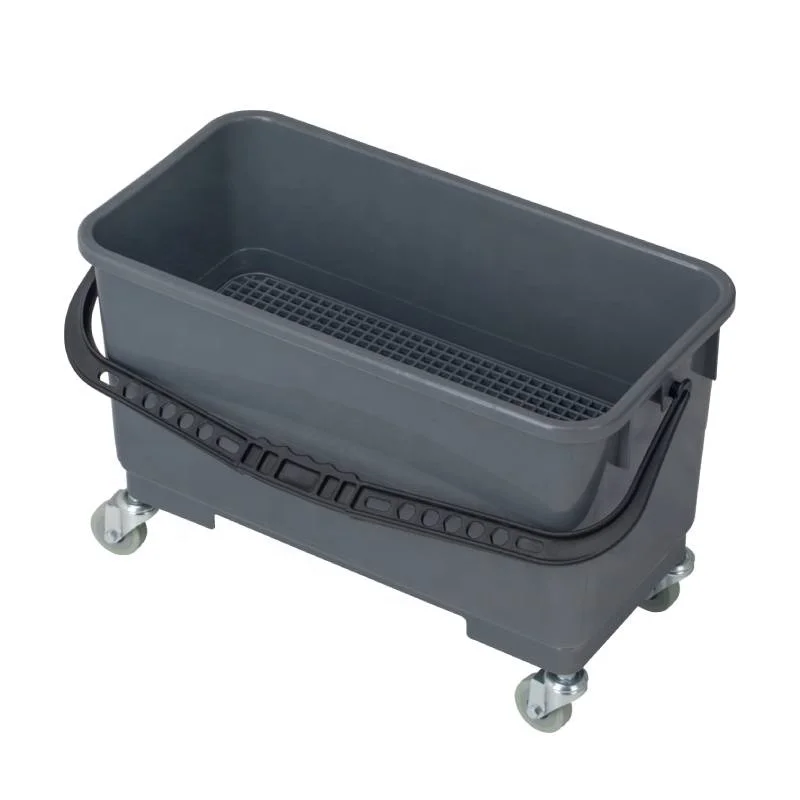 Y1100 Rectangular Cheap window cleaning bucket plastic mop bucket with wheels and grid
