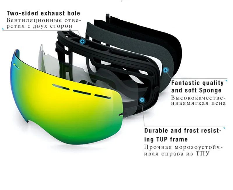 Ski Snowboard Goggles UV400 Spherical Mask Glasses Skiing Men Women Big Vision Profession Snow Ski Eyewear Sci Googles