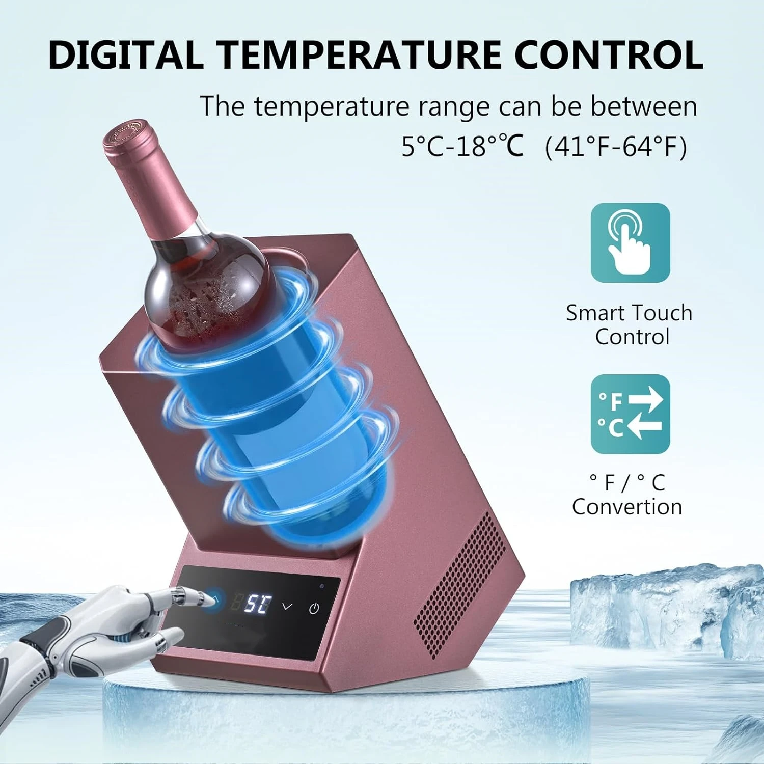 Portable Wine Bottle Chiller Iceless Wine Cooler Kitchen Bar Wine Cellar