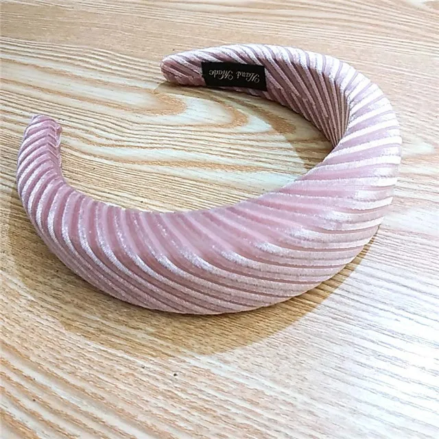 Hot Selling Solid Color Thick Striped Velvet Sponge Flat Headband In Europe And America