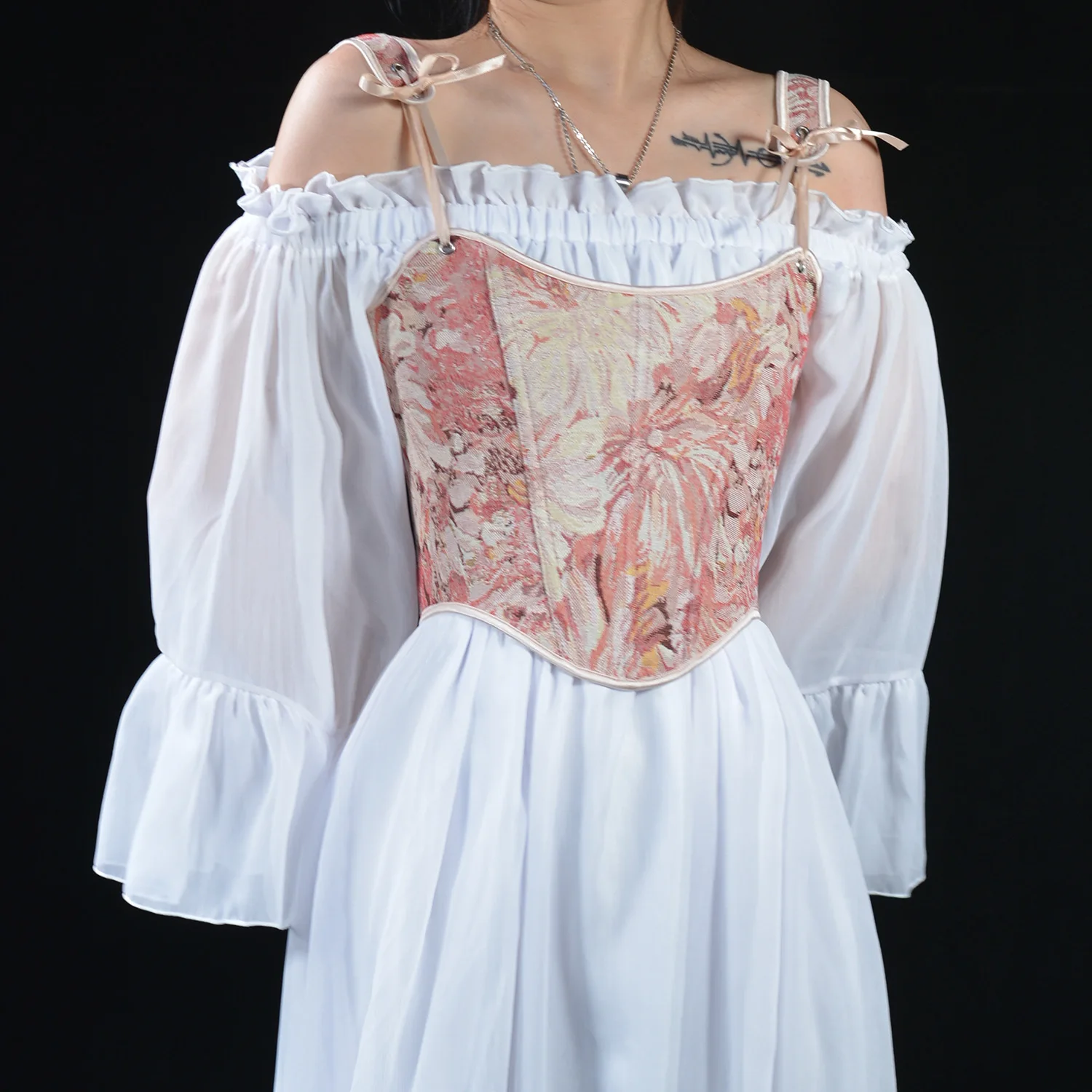 King Mcgreen Star Off Shoulder Fashion Floral French Painting Sexy Corset Bandage Crop Top Vest Female Underwear Bustier