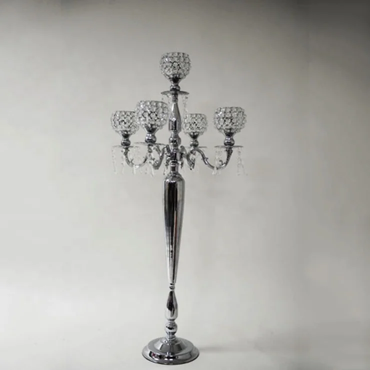 Tall Sliver Crystal Candelabra For Wedding Centerpiece Holder Decor Lager Floor Candelabra