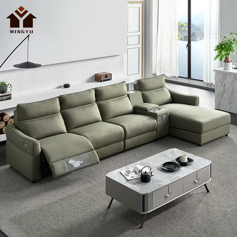 Country Style Hot Durable Multifunctional Chaise Sofa Living Room Couch Electric Lifting Corner Seater with USB Music Speaker