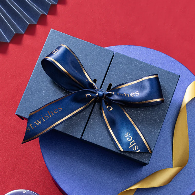 Blue high-grade birthday gift packaging carton large folio with double door gift box