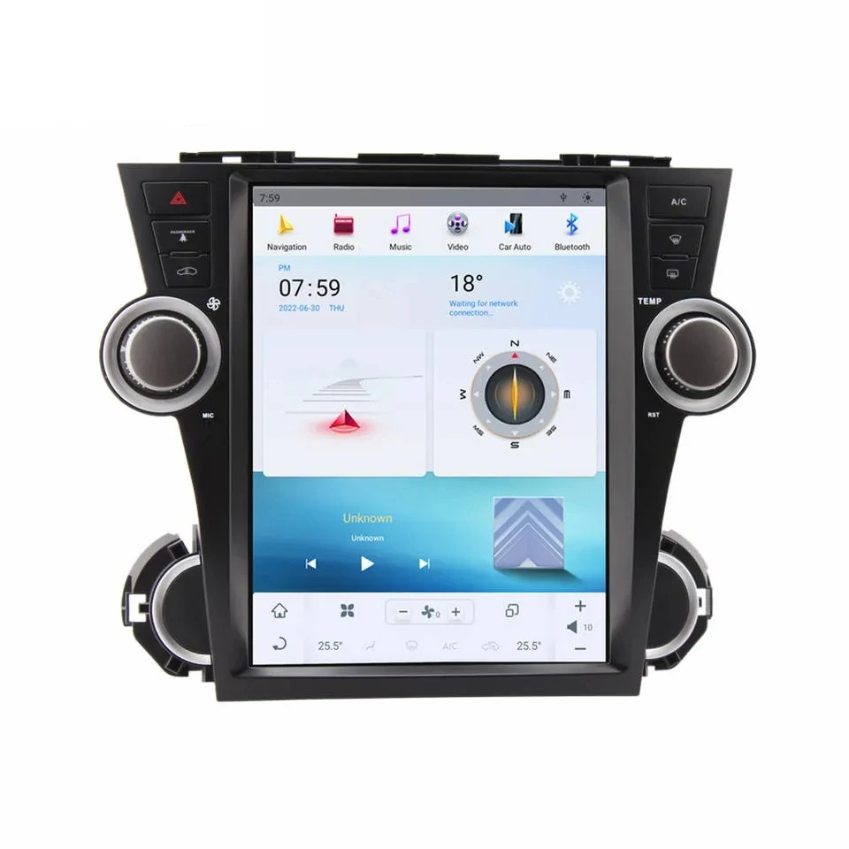12 1 дюймов Tesla Радио Android автомобильный DVD-плеер для toyota highlander 2009-2013 вертикальный сенсорный экран 4G LTE Carplay Wifi