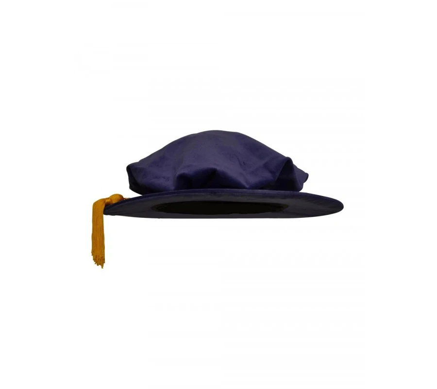 Adjustable Traditional AU/UK Style Purple velvet tudor bonnet with maroon honor cord for PHD graduation regalia