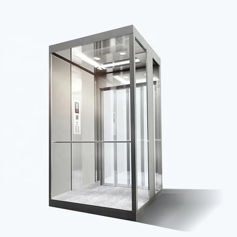 Elevator Without Pit Lifts Passenger Gearless 3 Floor Elevator Side Opening Mirror Golden Elevator