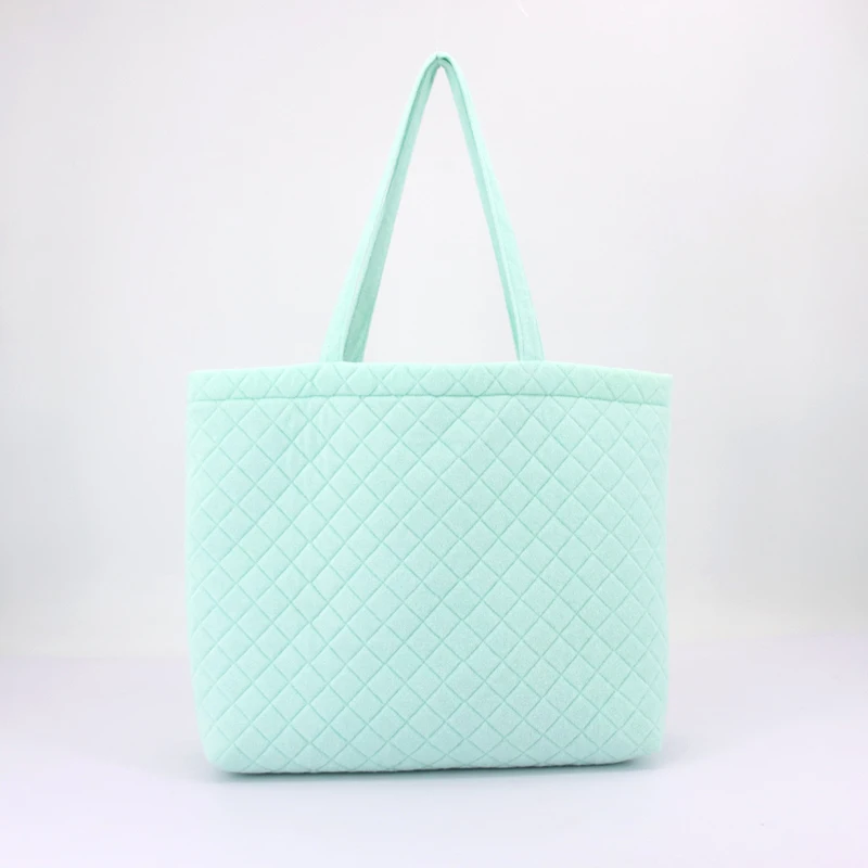 Customized Wholesale 2023 Spring Summer eco Quilted Terry Cloth Fabric Tote Shopping Bag Handbag
