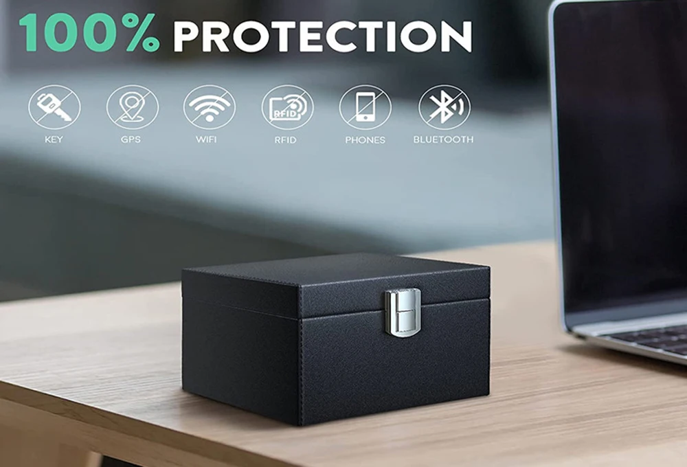 RFID Signal Blocking Box and Anti Theft Faraday Pouch for Cell Phone Faraday Cage Key Fob Protector