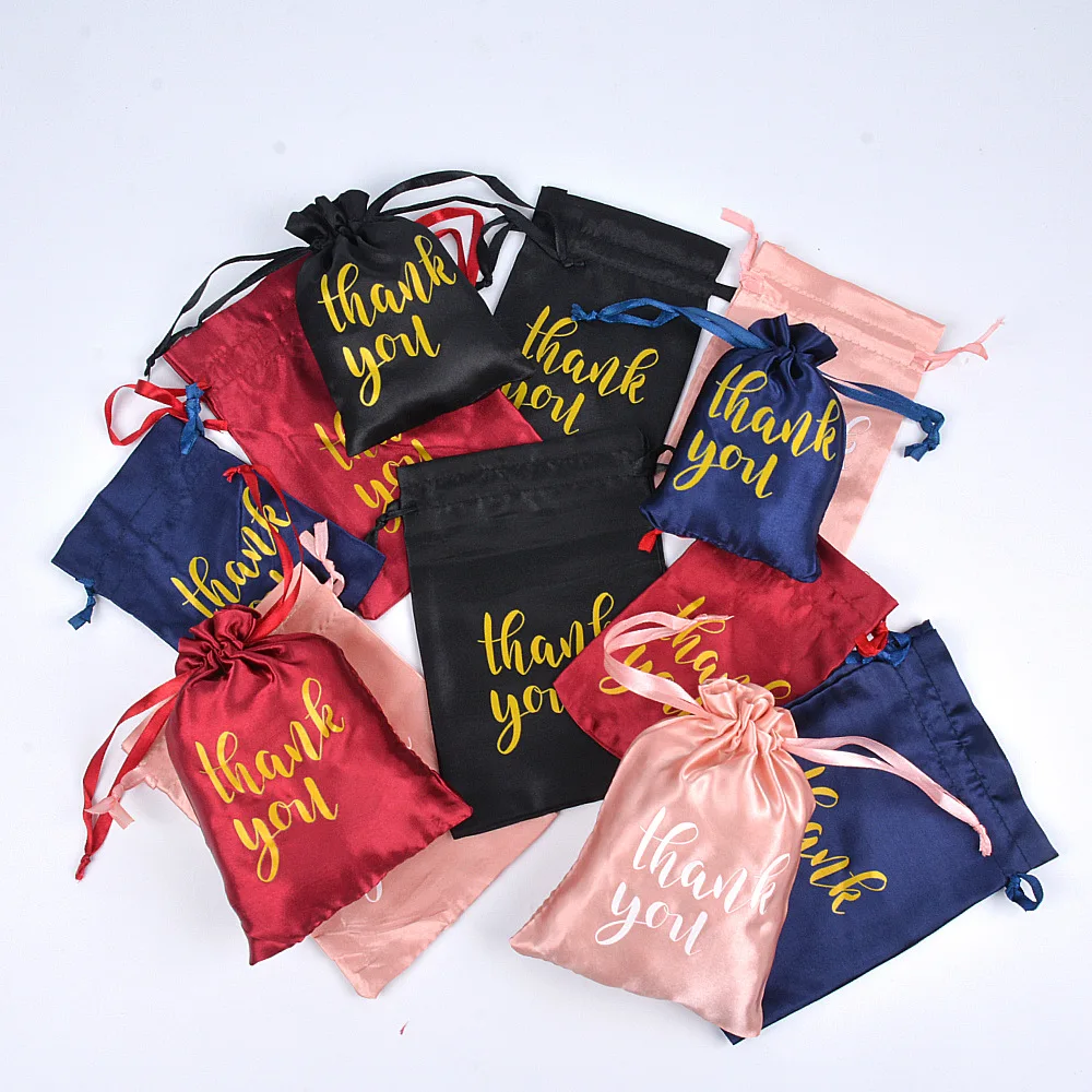 Personalised Hangover Kit Bag Satin Silk Pink Thank You Drawstring Bags For Birthday Baby Shower Souvenir Favor Bag For Guest