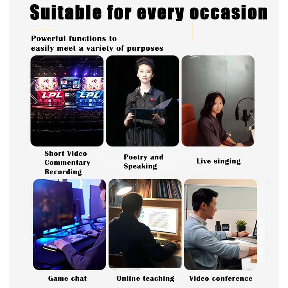 Voxfull New Arrived RGB Gaming microphones Recording studio microphone USB Condenser Microphone