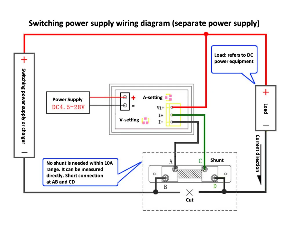 0.28 inch 3 digits DC 0-300V 10A Voltmeter Ammeter Red Blue Volt Amp Meter Gauge Dual Digital LED Display for car motorcycle