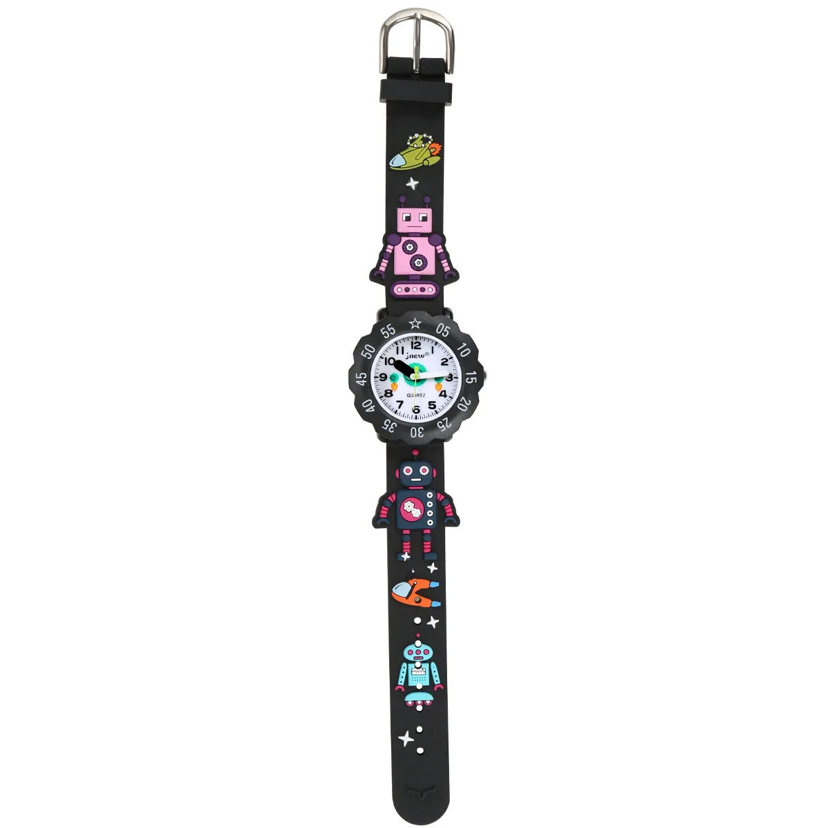 Outdoor Waterproof Sports LED Alarm Stopwatch Band Watch for Kids 3-10 Years Analog Dial Fashionable Buckle Clasp Boys Girls
