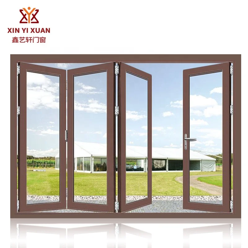 
Guangzhou Manufacturer modern interior glass doors aluminum glass folding door frame material Bathroom folding doors 