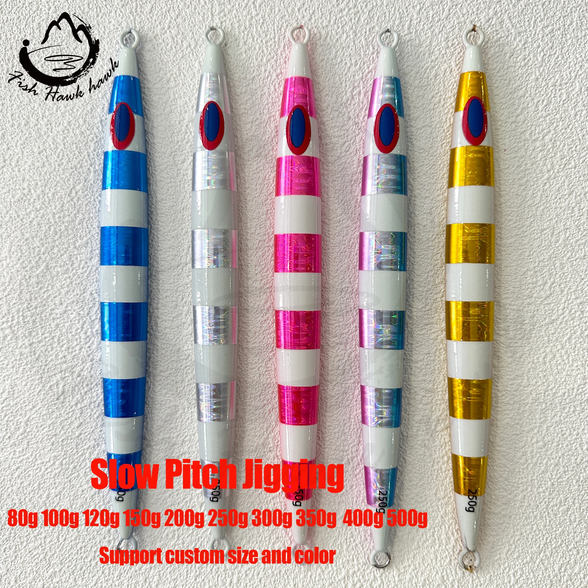 Wholesale 100g 120g 150g 200g 250g  300g 350g 400g 500g luminous slow pitch jigging lure for saltwater metal lead fishing lure