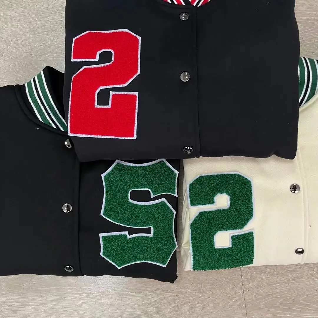 SHEDO Amazon hip-hop fleece trendy brand personality embroidered label loose jacket baseball uniform