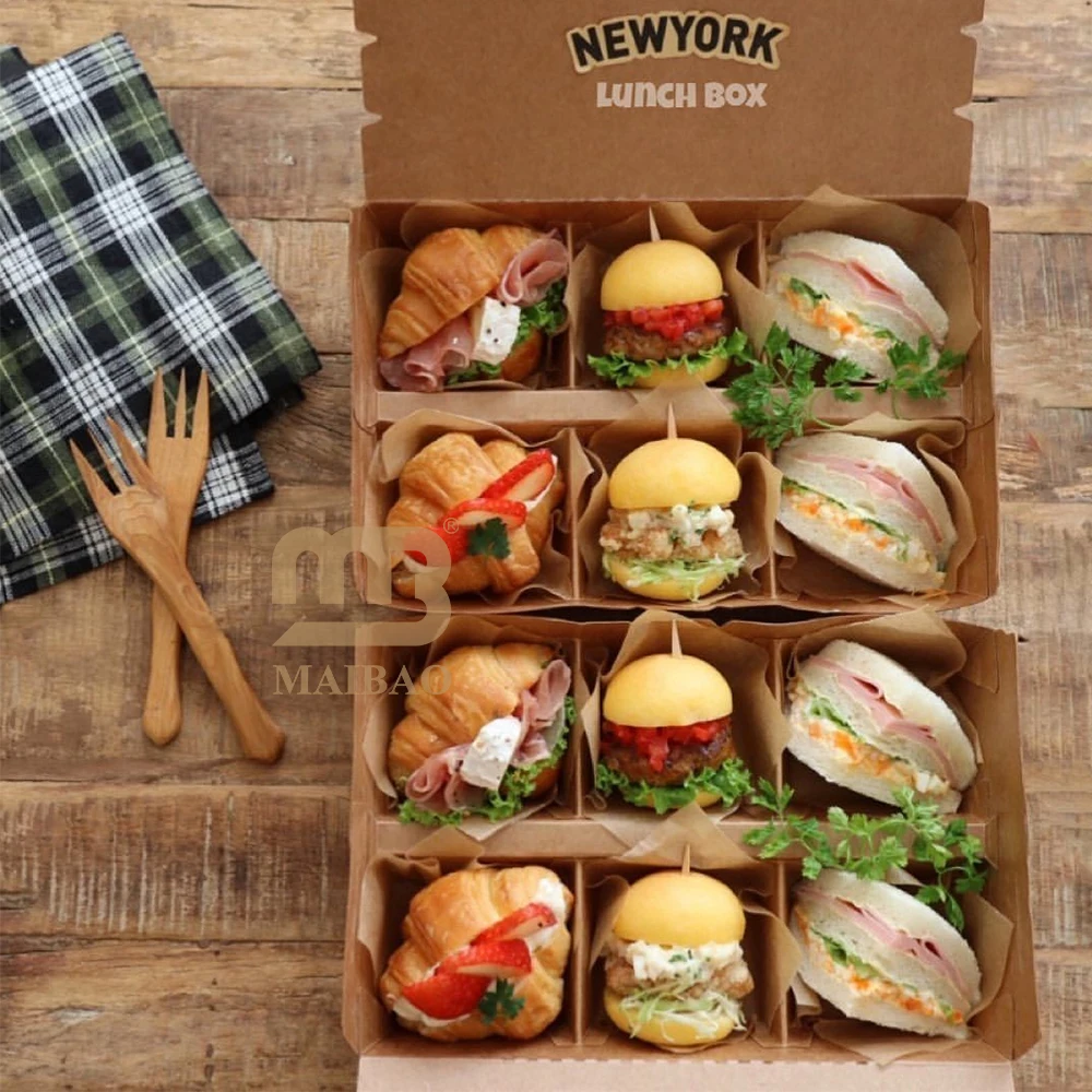 Custom Fast Food Grade paper Burger box French Fries sandwich snack fired chicken taco family size sharing lunch Box packaging