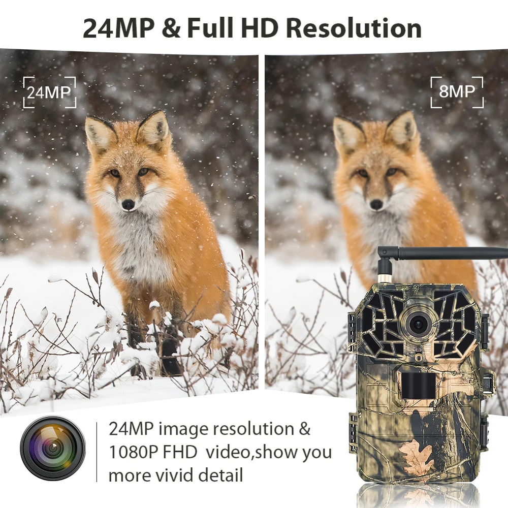 Trail Camera  1080p 24mp Hunting Game Camera 940nm No Glow IR LEDs Gsm Mms Security Surveillance Camera 4g