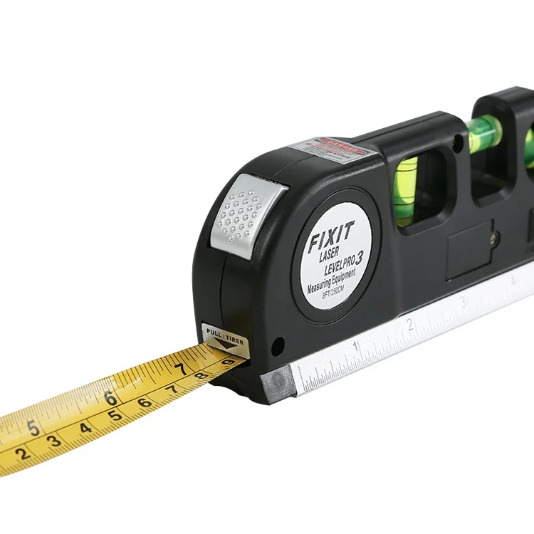 Multi-purpose Horizon Vertical Cross Line With Tape Measure Beam Tool Red Line Infrared Laser Level Pro 3