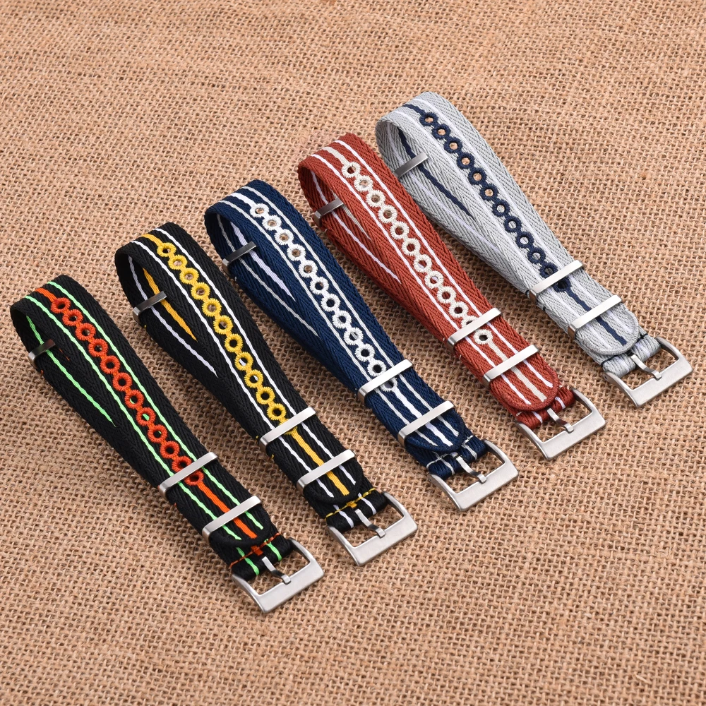 JUELONG Recycled Woven Nylon Straps 20mm 22mm Luminous Eco-friendly Nylon Strap Embroidery Replacement Straps for Fifty Fathoms