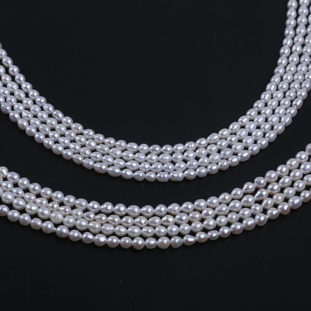 Wholesale Price 3-3.5mm/3.5-4mm White  Color  AK Rice Pearls Rice Shape Pearl  Strand Chinese Freshwater Pearls Price