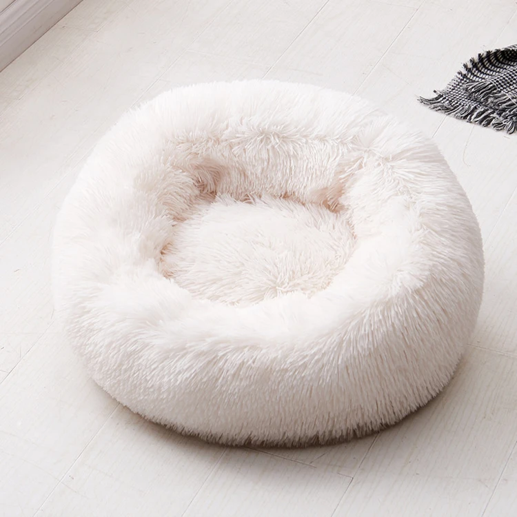Pet Bed Dog Bed Pad Cat Round Cushion Comfortable Pillow Ultra Soft Plush Donut Sofa Machine Washable Mat Waterproof & Anti-Slip