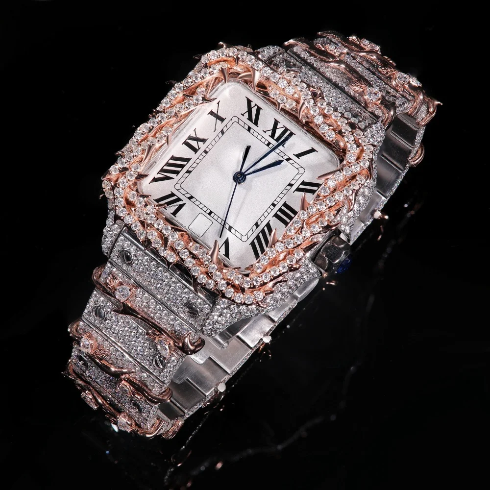 Hip hop Rappers artist moissanite diamond watch Iced Out VVS Moissanite watch High Quality Movement Iced out