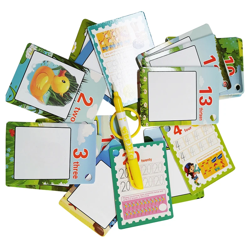 English learning toys kids water drawing learning cards with doodle pen