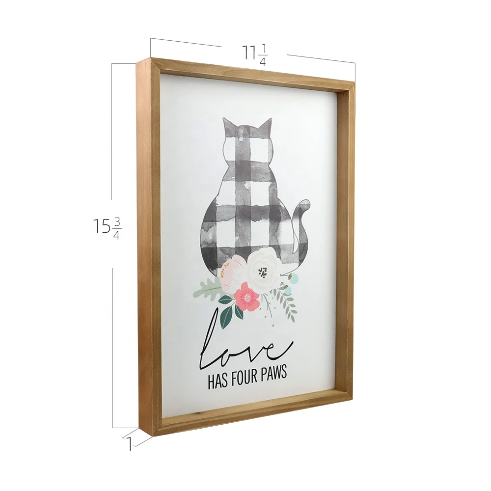 Wholesale Love Cat Patent Name Handmade Art Decorative Hanging Plaque Wood Wall Sign