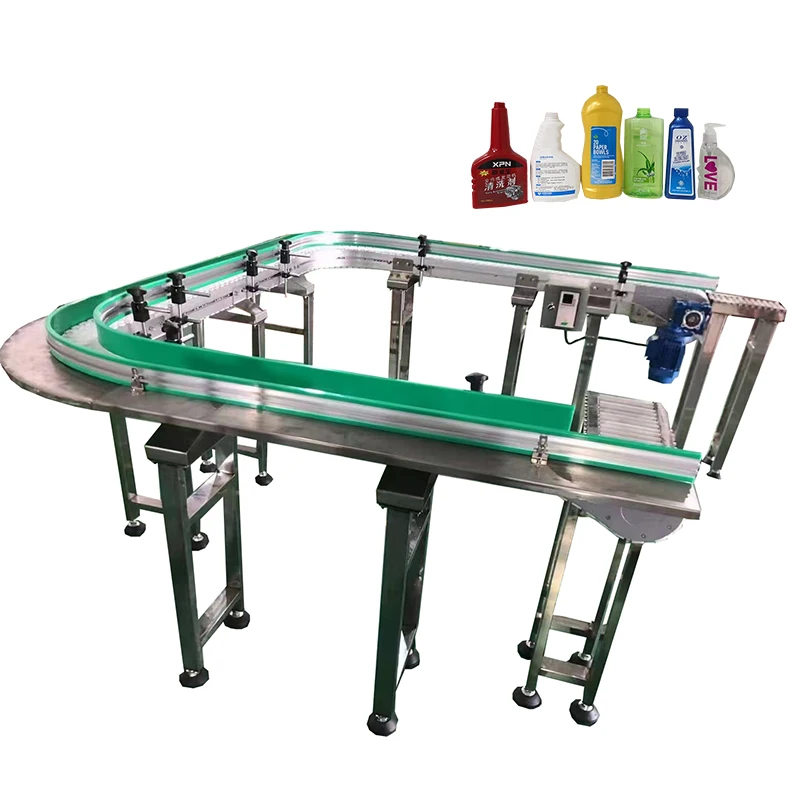 Stainless Steel Speed Adjustable PET Bottle Chain Conveyor Belt U type Curved Conveyors