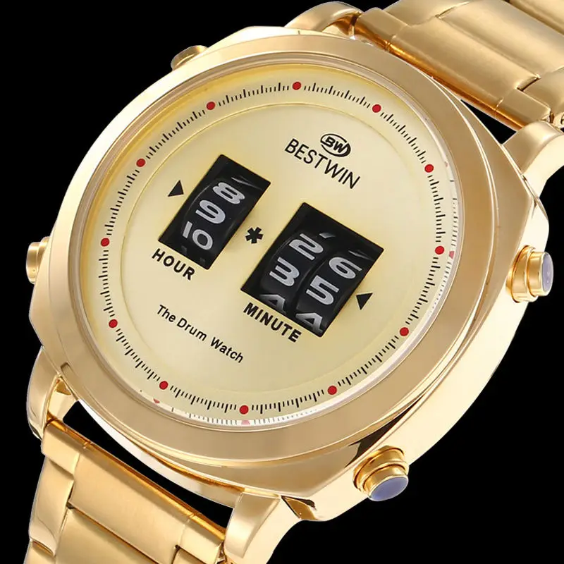 BESTWIN 953  New Brand Luxury Fashion Roller Movement business Waterproof Quartz Watches Digital  men watch