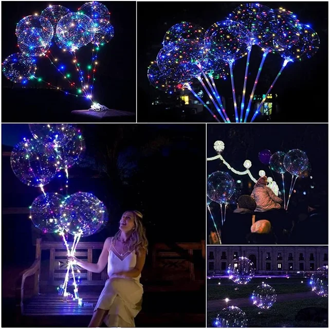 LED Bobo Balloons Transparent LED Light Up Balloons Clear Glow Balloons with String Lights for Party Birthday Wedding