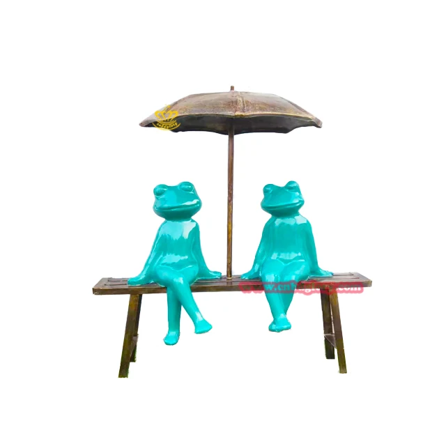 Outdoor street Park plaza landscape Decoration design art Sculpture Fiberglass cartoon Frog statue garden art Chair