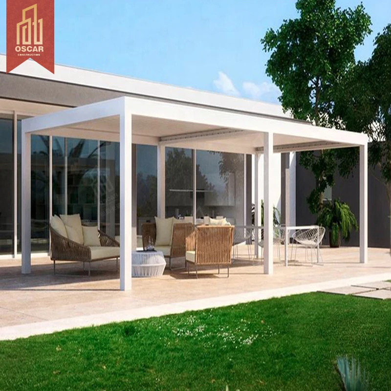 Garden Pergola Gazebo Pergola Aluminum Louvered Roof Metal Luxury Modern Outdoor Waterproof Garden Decorations Power Coated