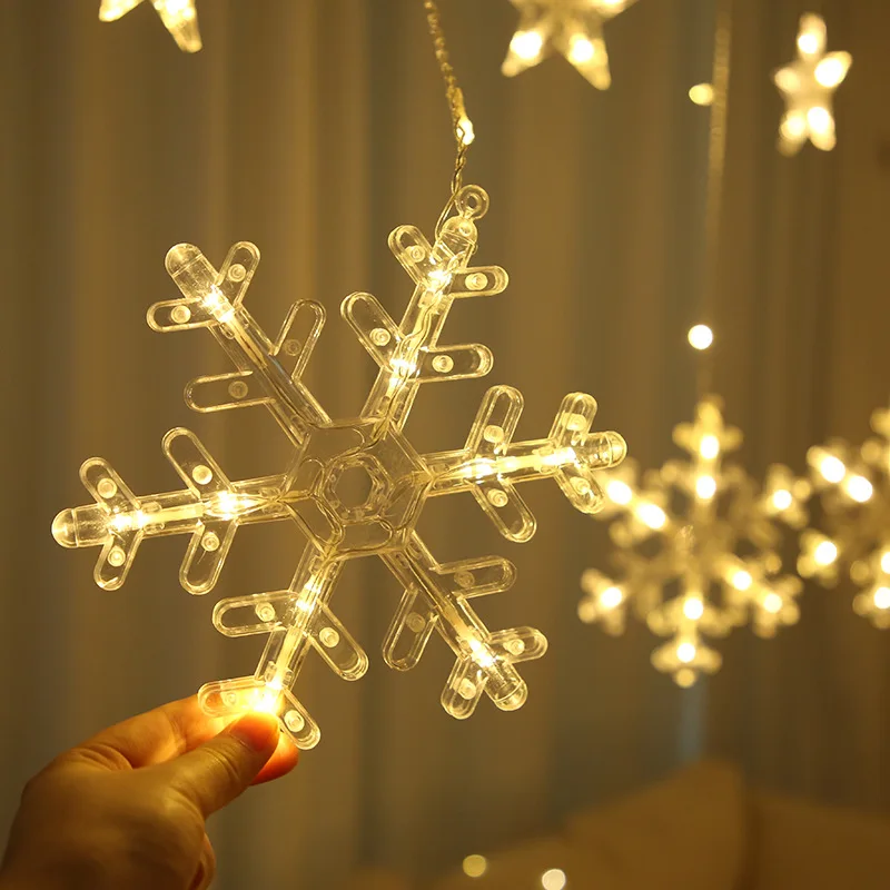 Factory Outlets Big Snowflake and Star Curtain Lamp For Christmas Holiday Party Lighting New Year Decoration LED Light String
