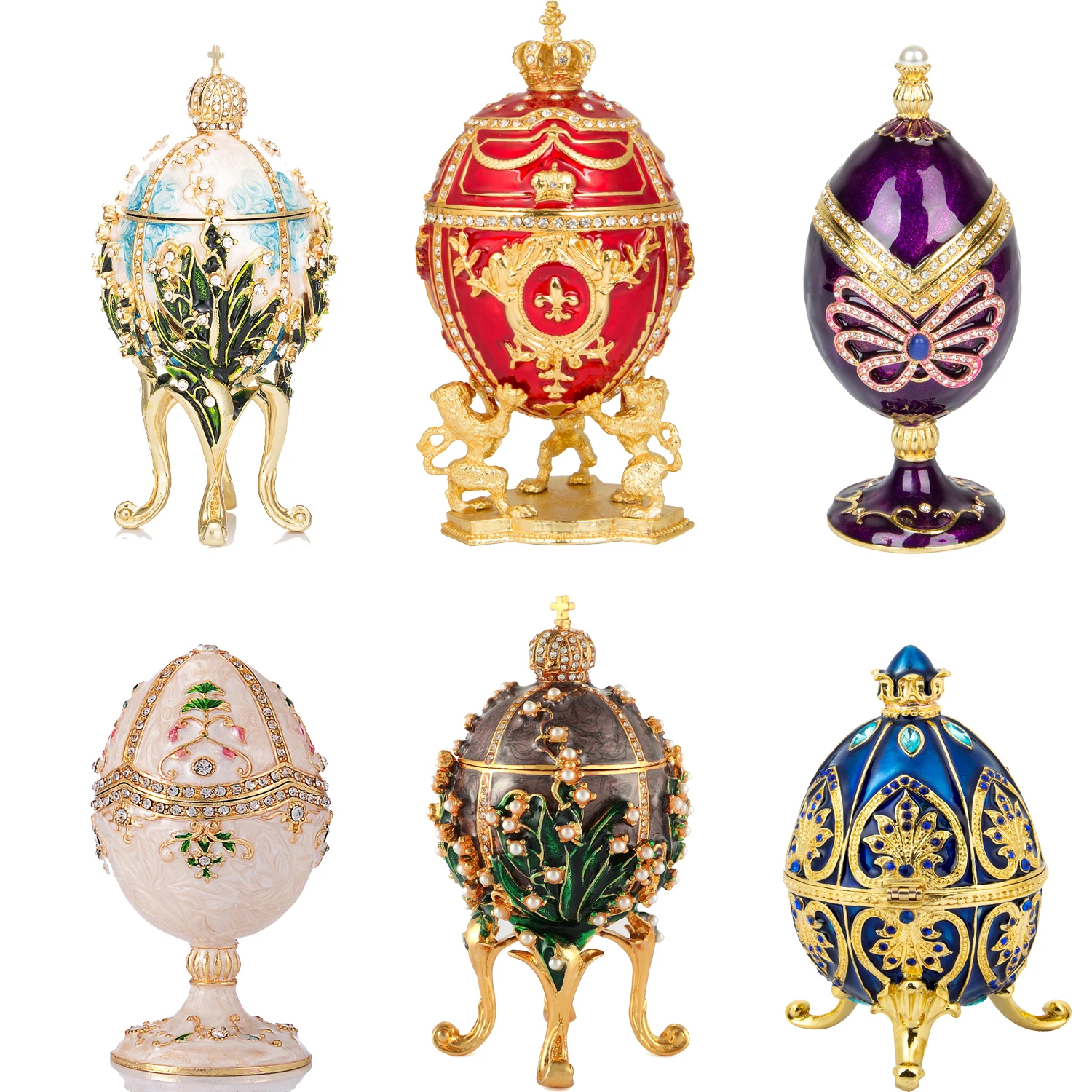  QIFU маленькая оптовая продажа Новое поступление Faberge egg и другие стильные металлические шкатулки для ювелирных