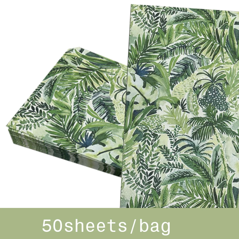 Environmental friendly Tropical Palm Leaf Napkins Hawaiian Luau Aloha Paper Napkin Green Leaf Napkins for Holiday Tropical Theme