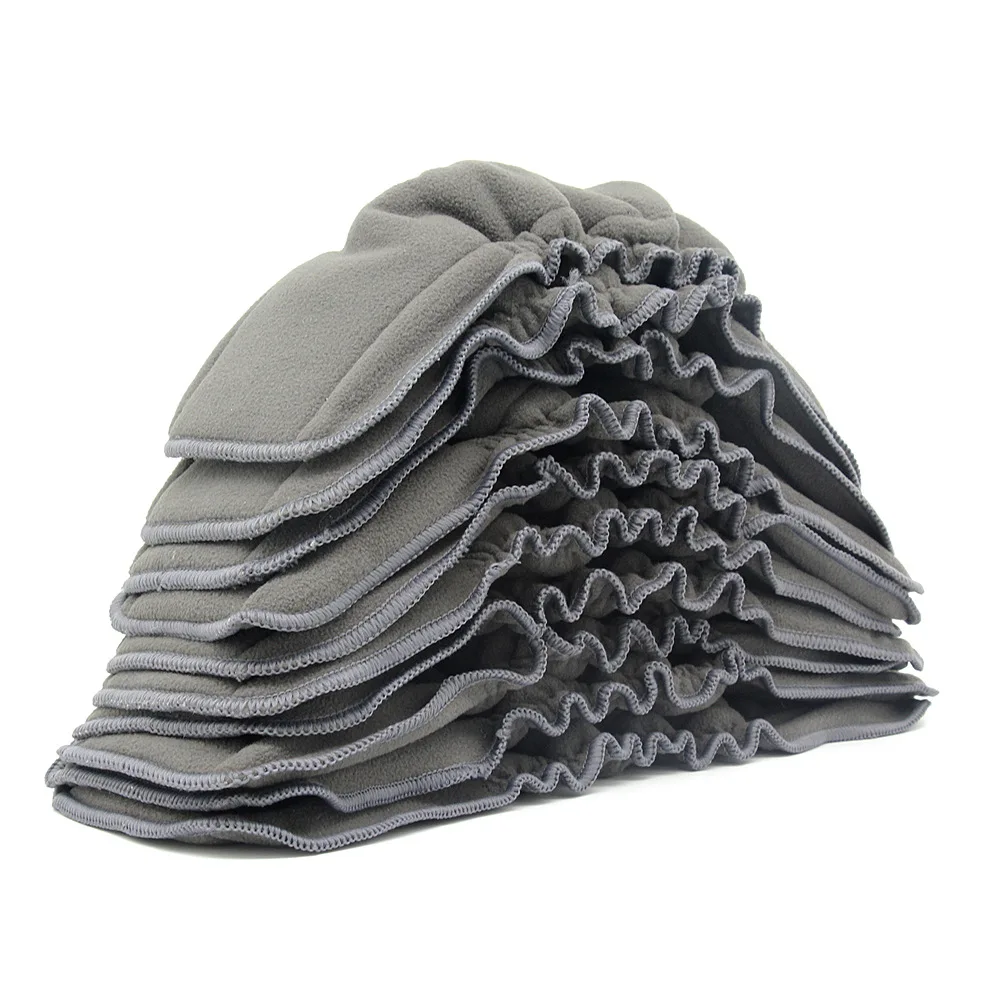5 layers elastic bamboo charcoal diaper insert with double gussets leak guard absorbent cloth nappy insert pad soaker booster