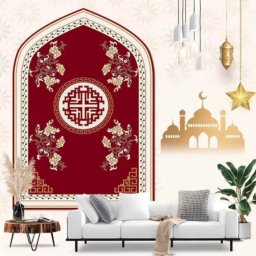 Faux cashmere tpr area rug Luxury modern persian style printed carpet Muslim islamic prayer rugs made in China gift